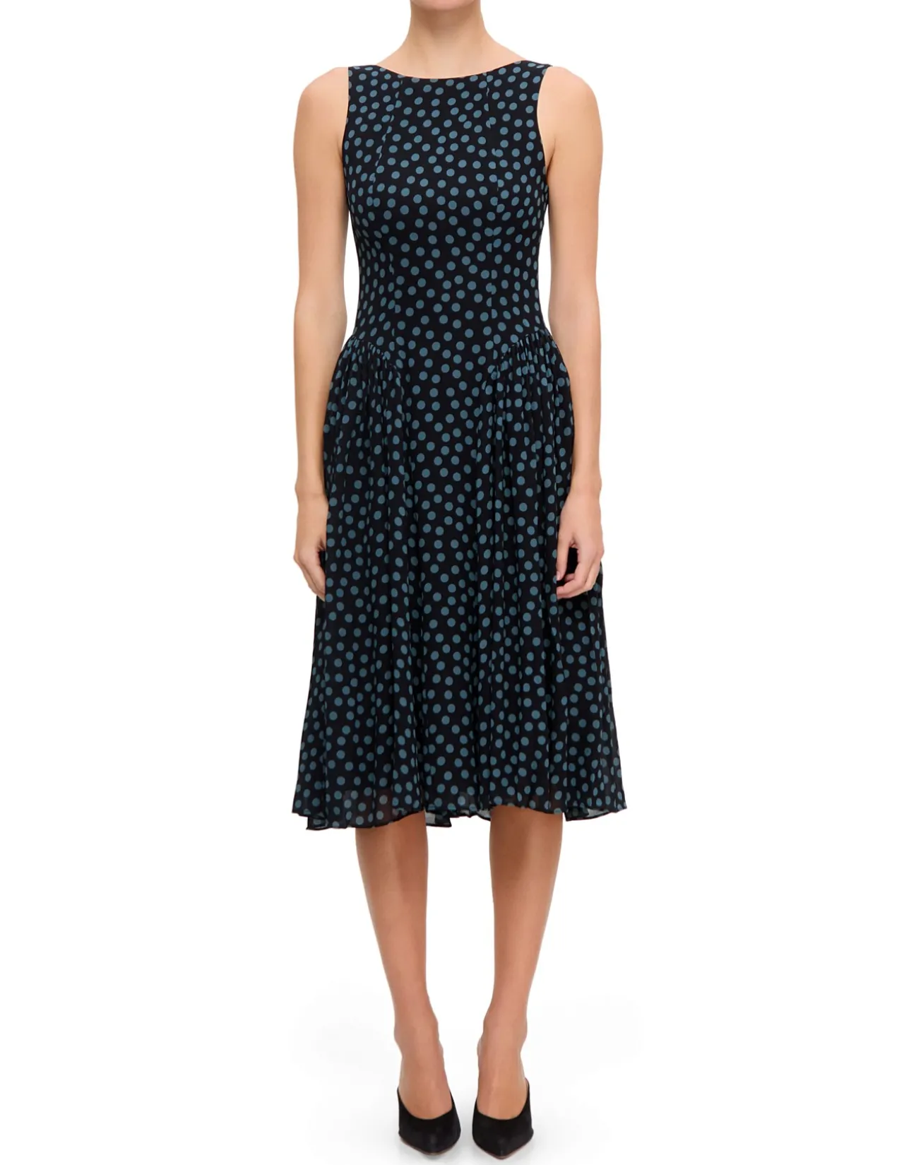 ANELIS HIGH NECK SL MIDI DRESS
