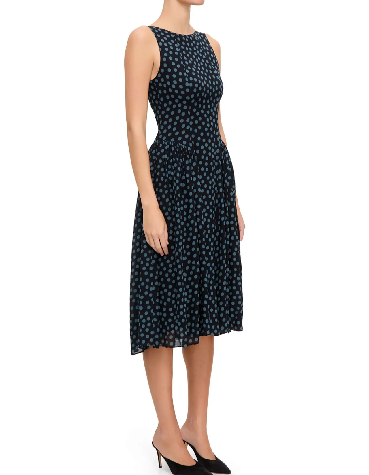 ANELIS HIGH NECK SL MIDI DRESS