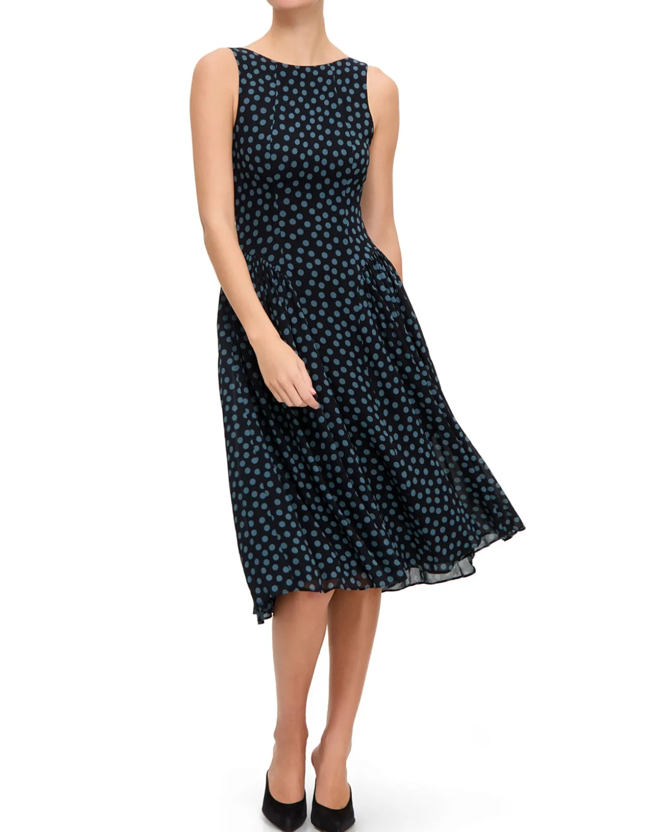 ANELIS HIGH NECK SL MIDI DRESS