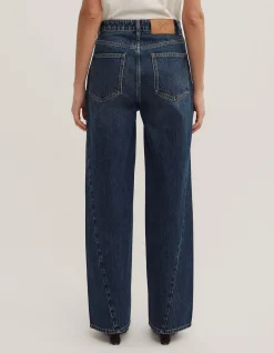 Angled Seam High Rise Wide Leg Jeans
