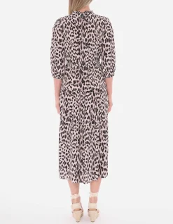 Animal Print Tiered Midi Viscose Dress
