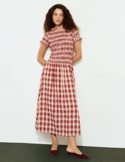 ANOUK SHIRRED MIDI DRESS