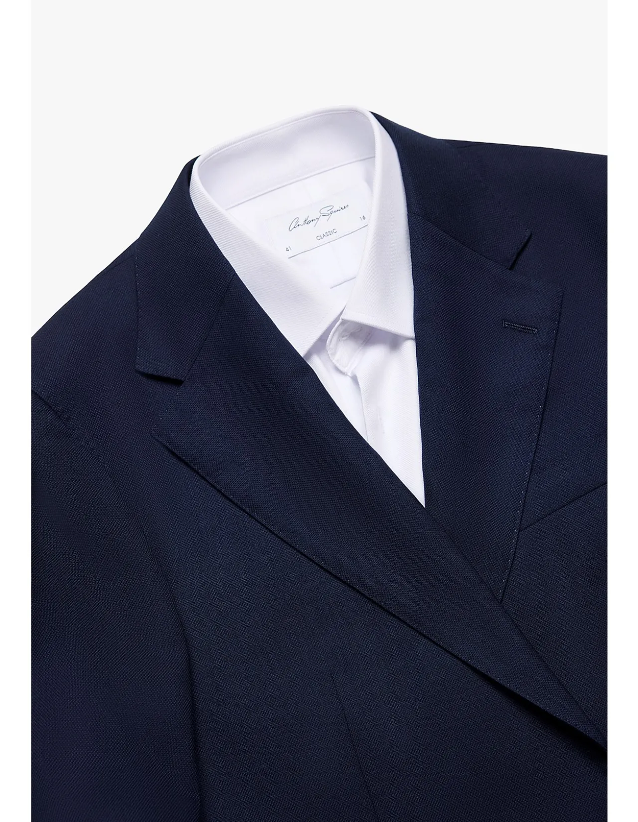 ARCHER HAND MADE BLAZER - WOOL IN NAVY BLUE SELF DESIGN