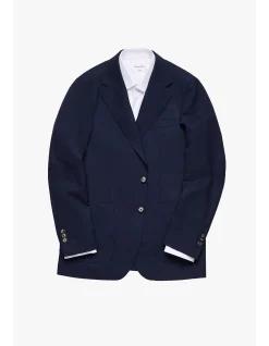 ARCHER HAND MADE BLAZER - WOOL IN NAVY BLUE SELF DESIGN