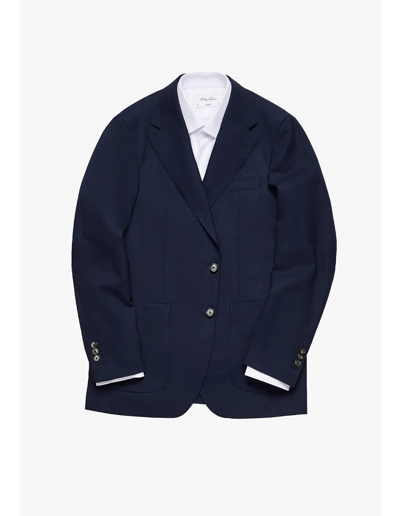 ARCHER HAND MADE BLAZER - WOOL IN NAVY BLUE SELF DESIGN
