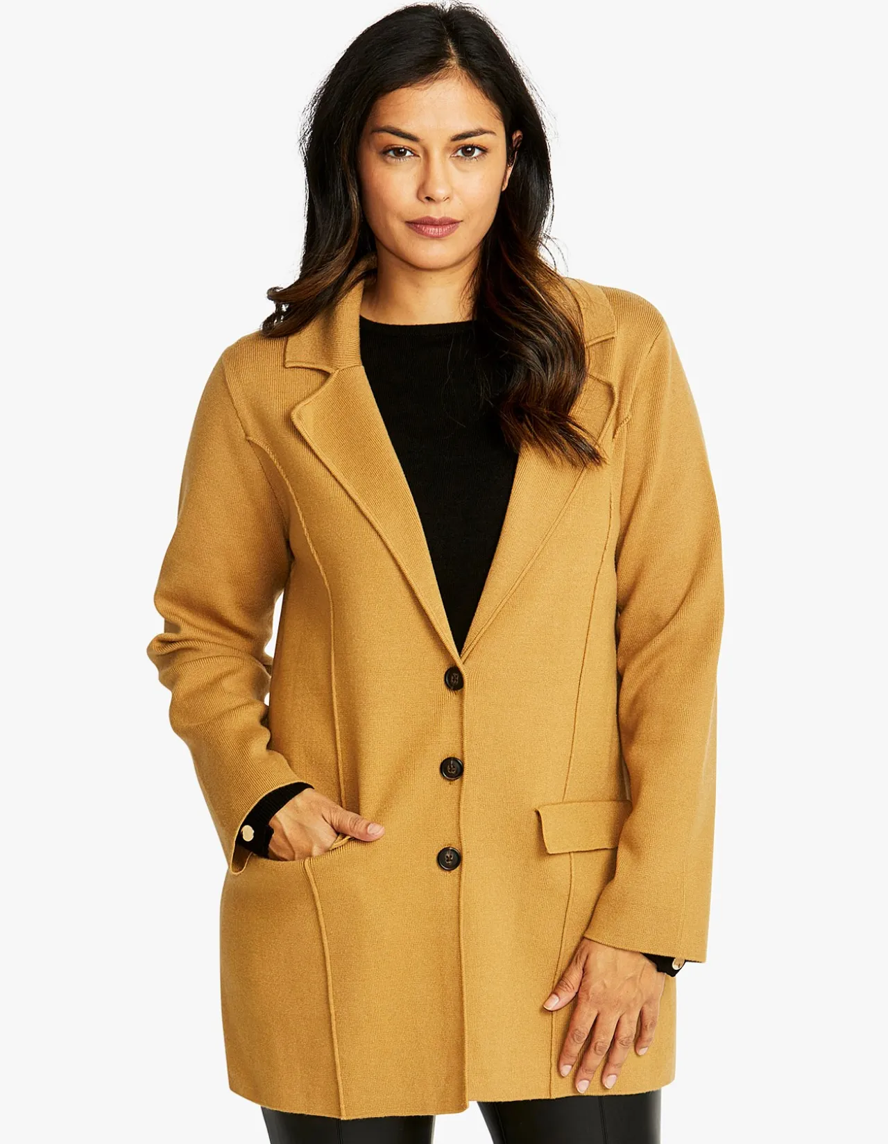 Aria Longline Knit Button Blazer