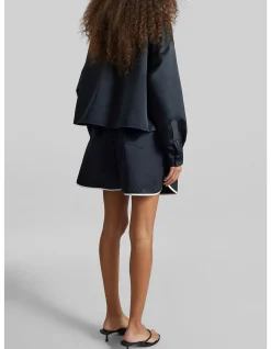 ARLEN CROPPED SATIN BU SHIRT
