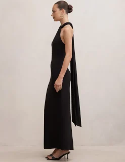 ARLETTE HALTER NECK SCARF MAXI DRESS