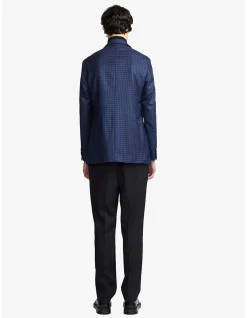 Arthur Super 110s Blue Check Slim Wool Blazer