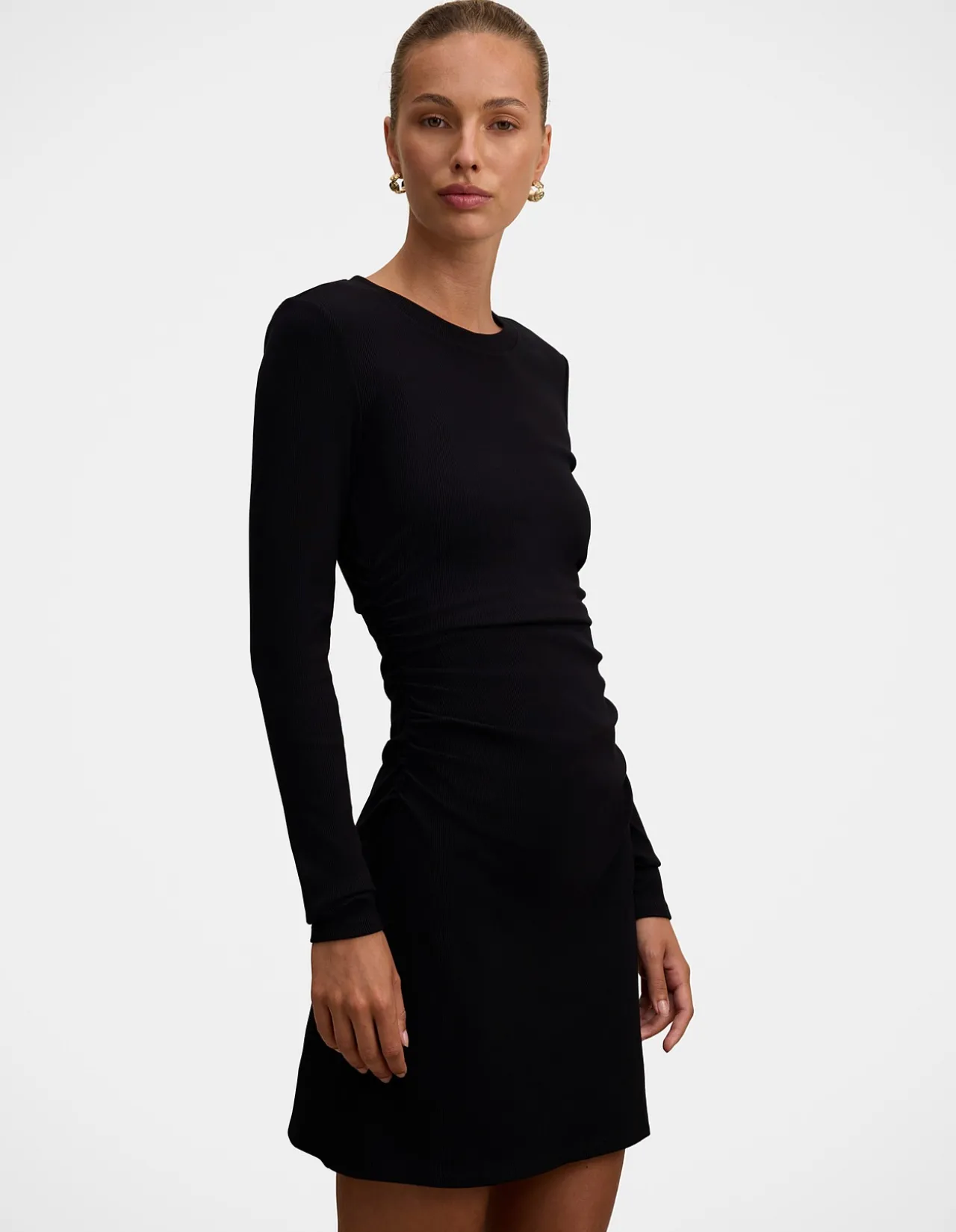ASH LONG SLEEVES RIBBED MINI DRESS