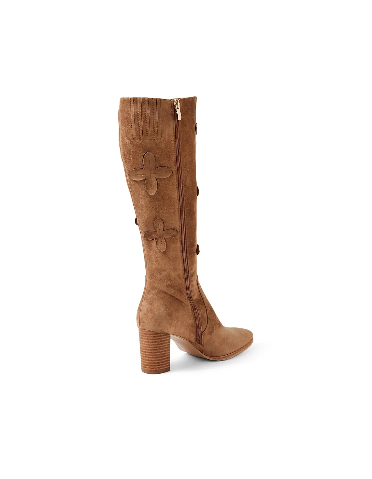 Ashanti Suede Floral Knee High Boots