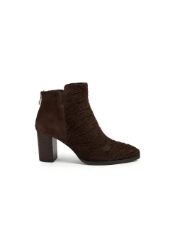 ATCHOO Textured Suede Block Heel Ankle Boots