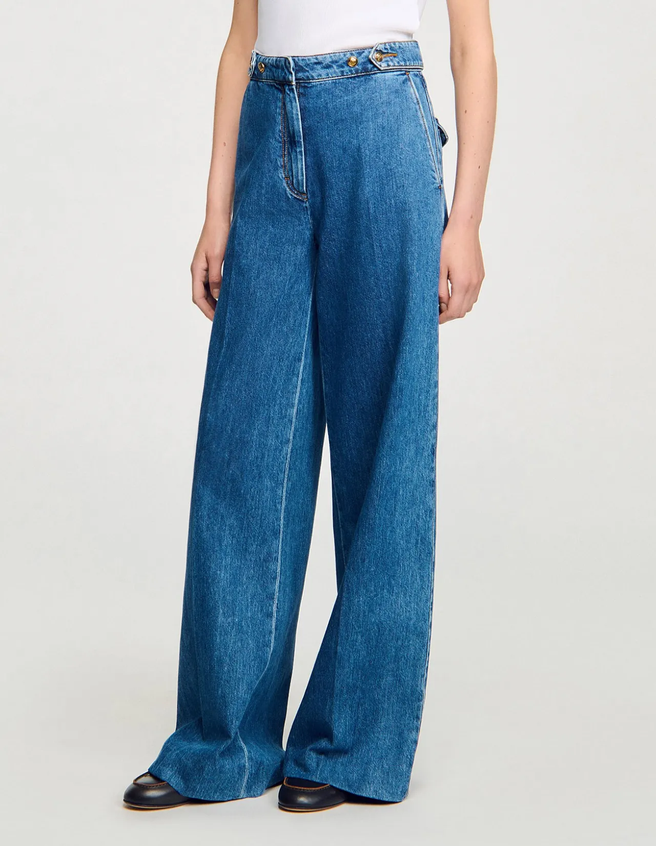 Athenes Mid Rise Wide Leg Denim Jeans