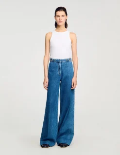 Athenes Mid Rise Wide Leg Denim Jeans