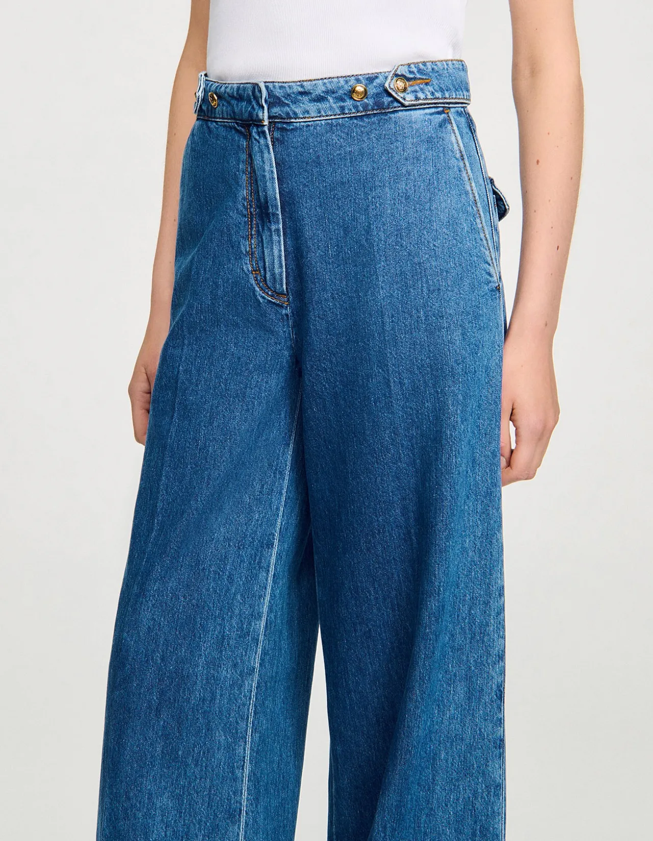 Athenes Mid Rise Wide Leg Denim Jeans