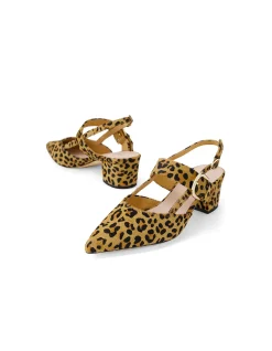 Atten Leopard Strap Block Heel Pumps