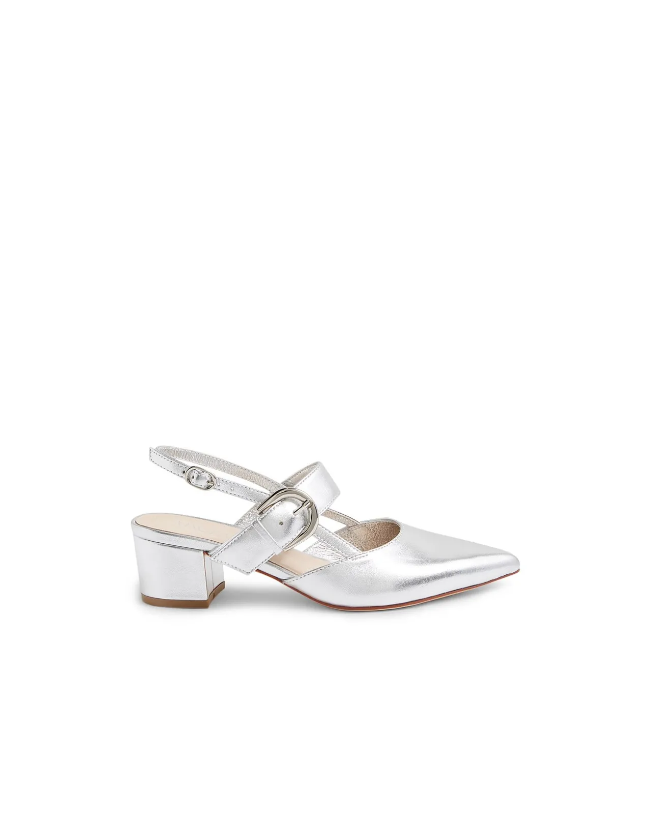 Atten Metallic Strap Block Heel Pumps