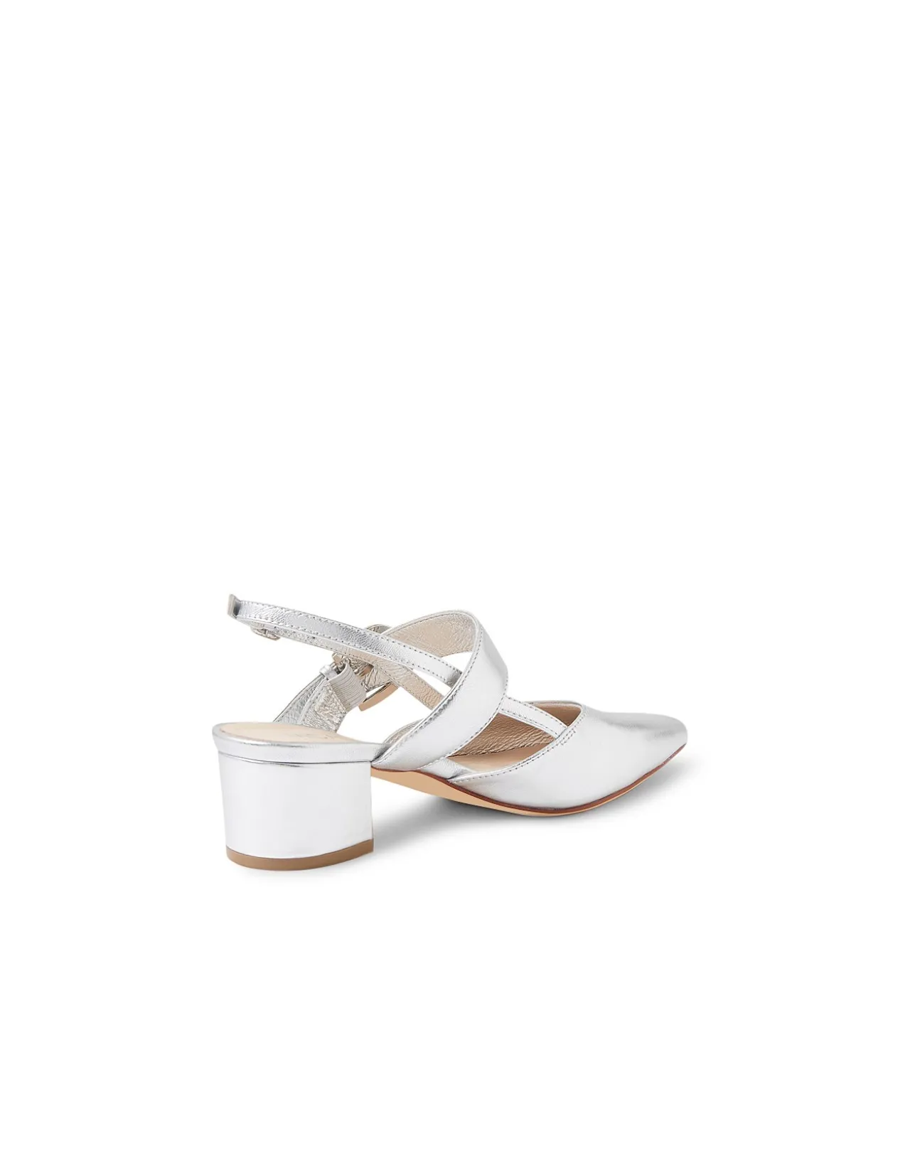 Atten Metallic Strap Block Heel Pumps