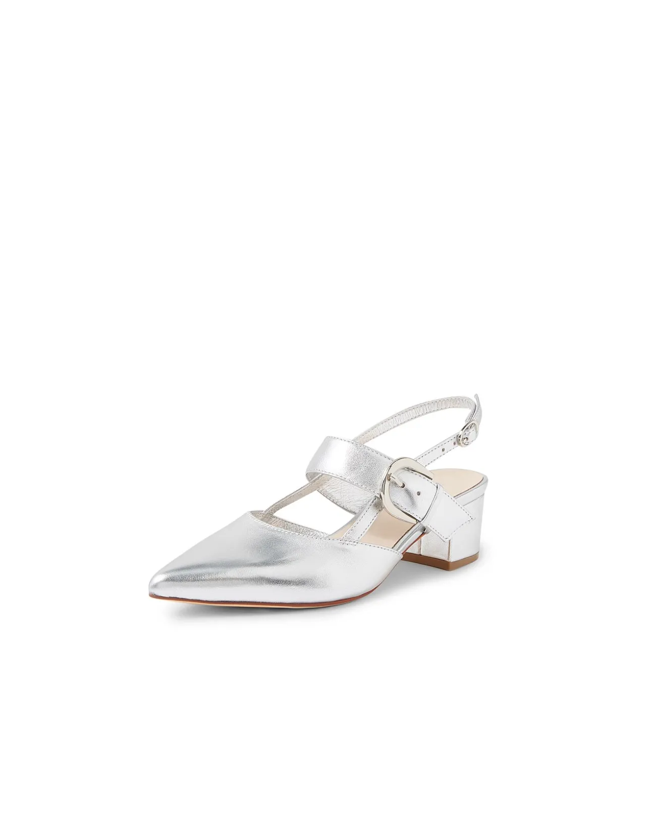 Atten Metallic Strap Block Heel Pumps