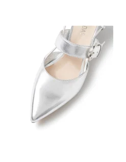 Atten Metallic Strap Block Heel Pumps
