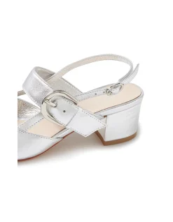 Atten Metallic Strap Block Heel Pumps