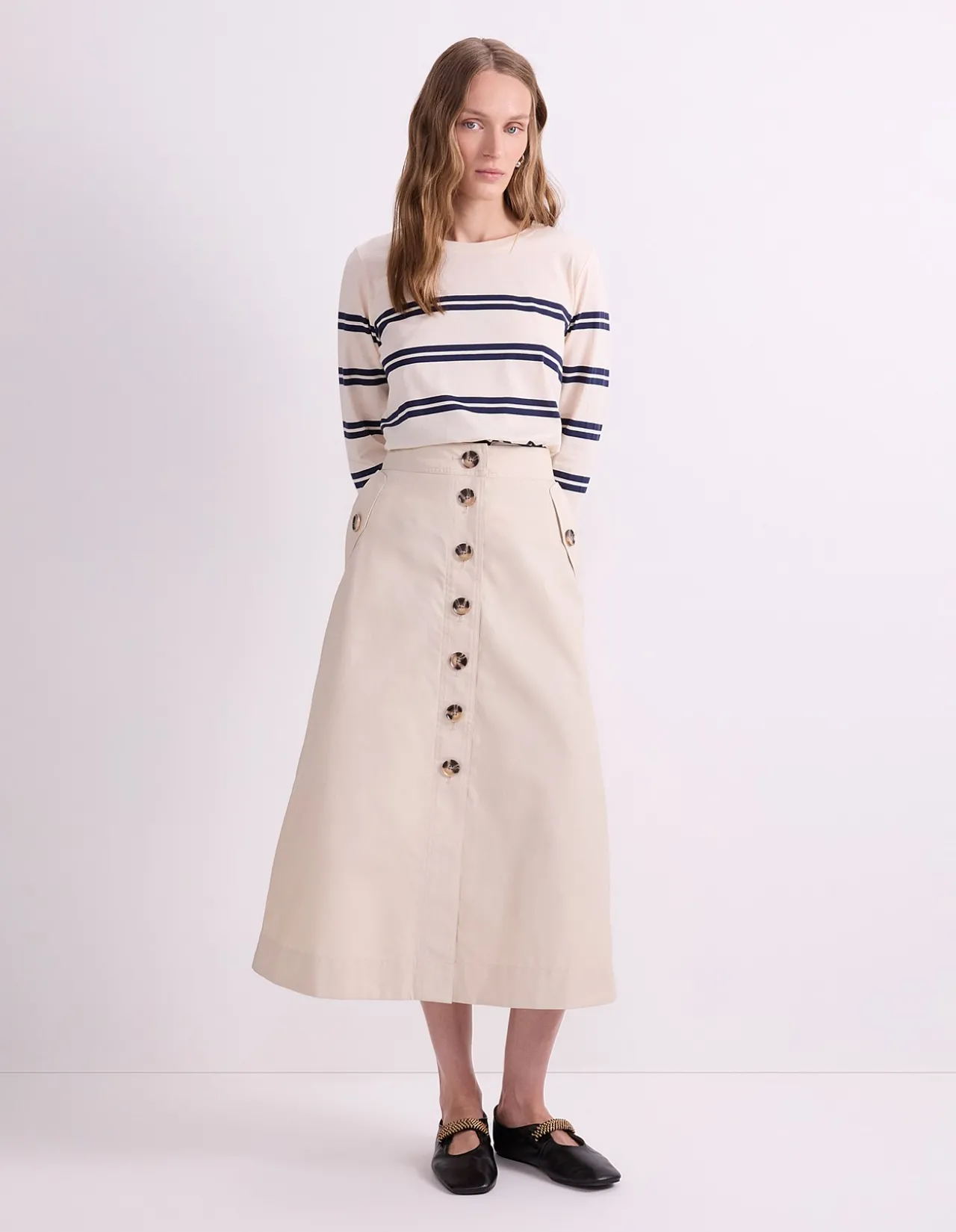 AUDREY BUTTON THROUGH SKIRT