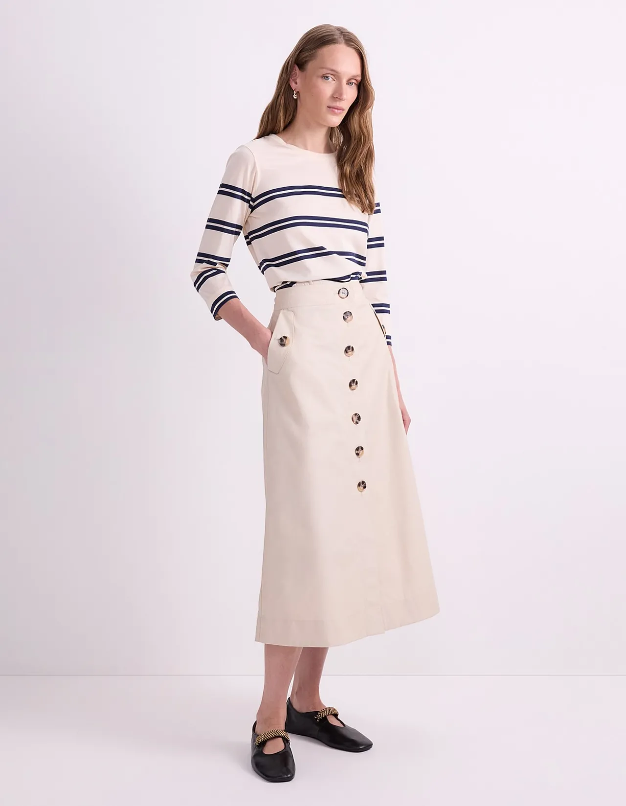AUDREY BUTTON THROUGH SKIRT