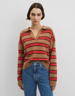 Australian Cotton Blend Stripe Knit Polo