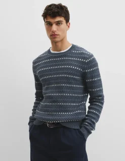 Australian Good Earth Cotton Wool Blend Jacquard Check Knit