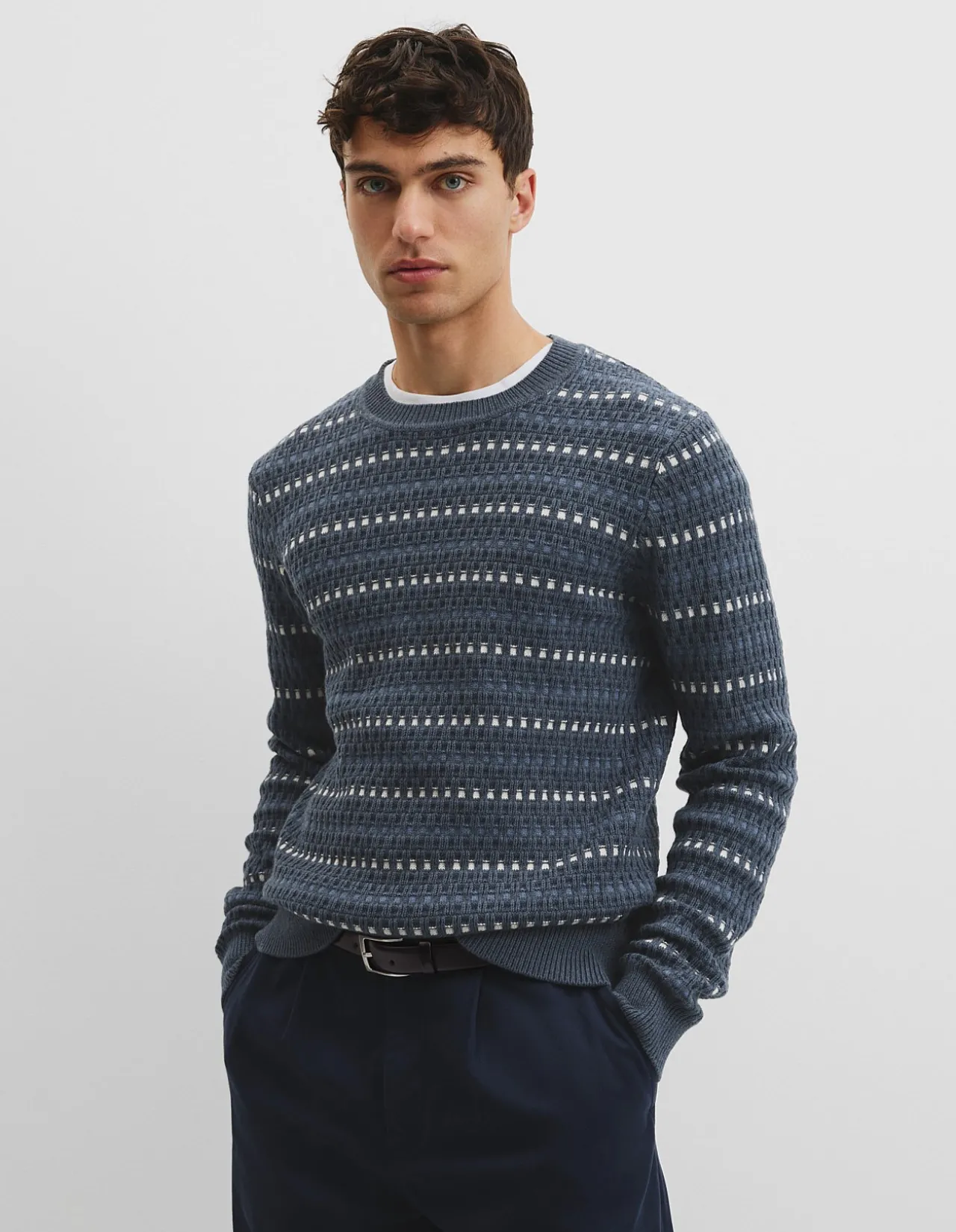 Australian Good Earth Cotton Wool Blend Jacquard Check Knit