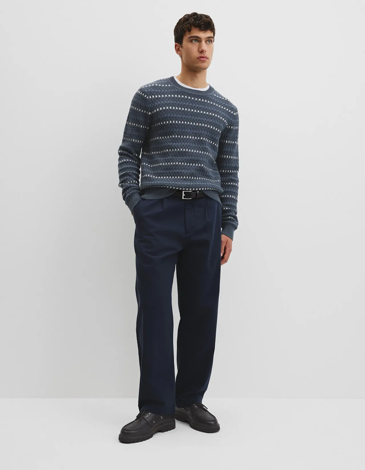 Australian Good Earth Cotton Wool Blend Jacquard Check Knit