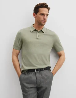 Australian Cotton Blend Silk Button Polo