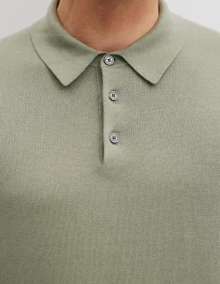 Australian Cotton Blend Silk Button Polo