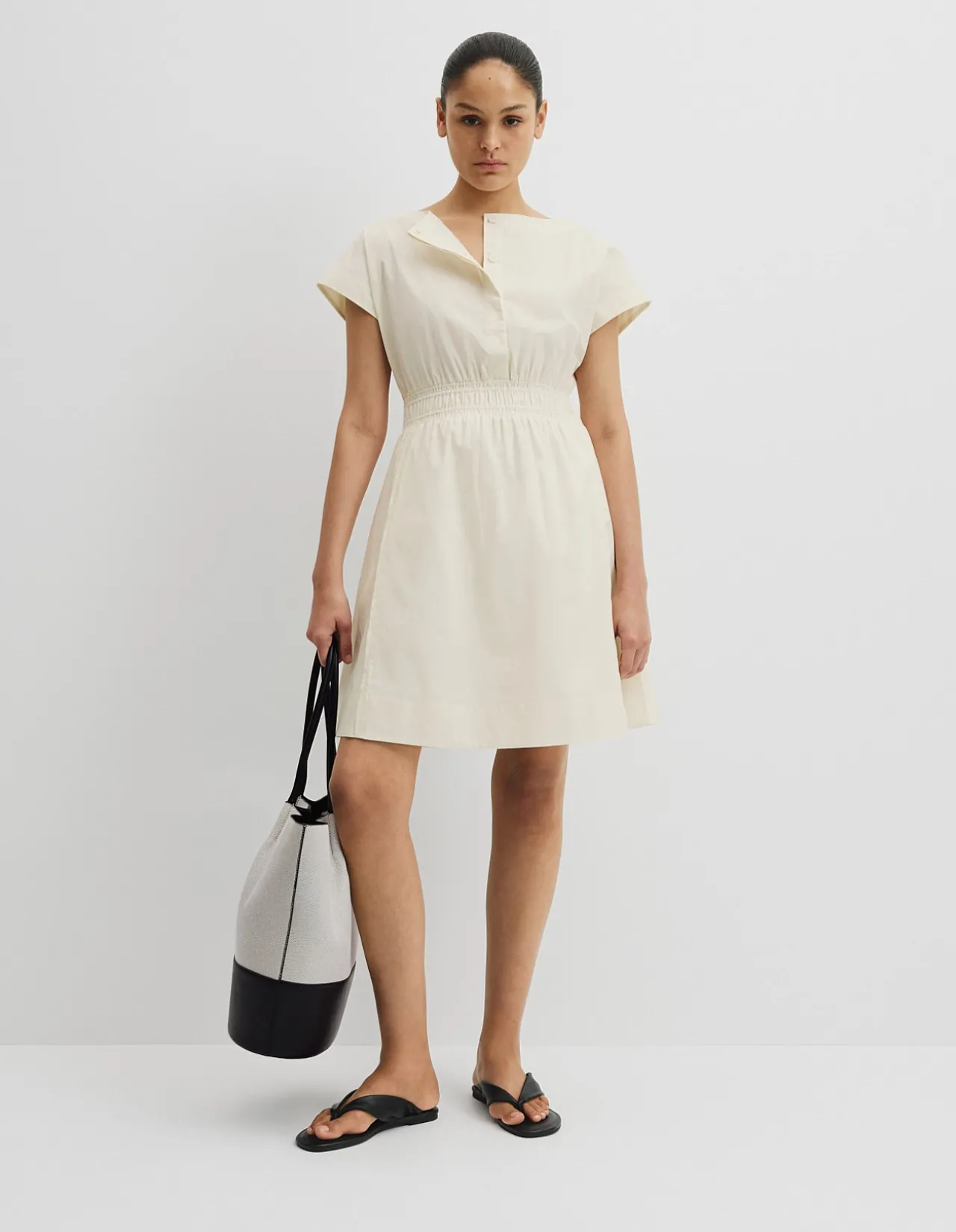 Australian Cotton Shirred Waist Mini Dress