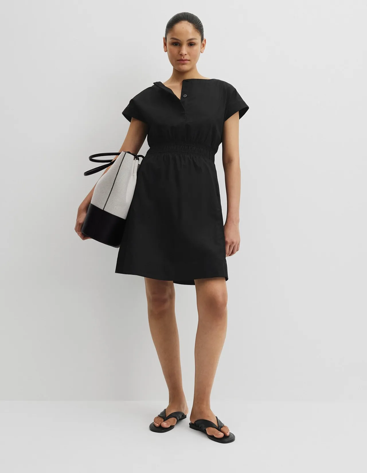 Australian Cotton Shirred Waist Mini Dress