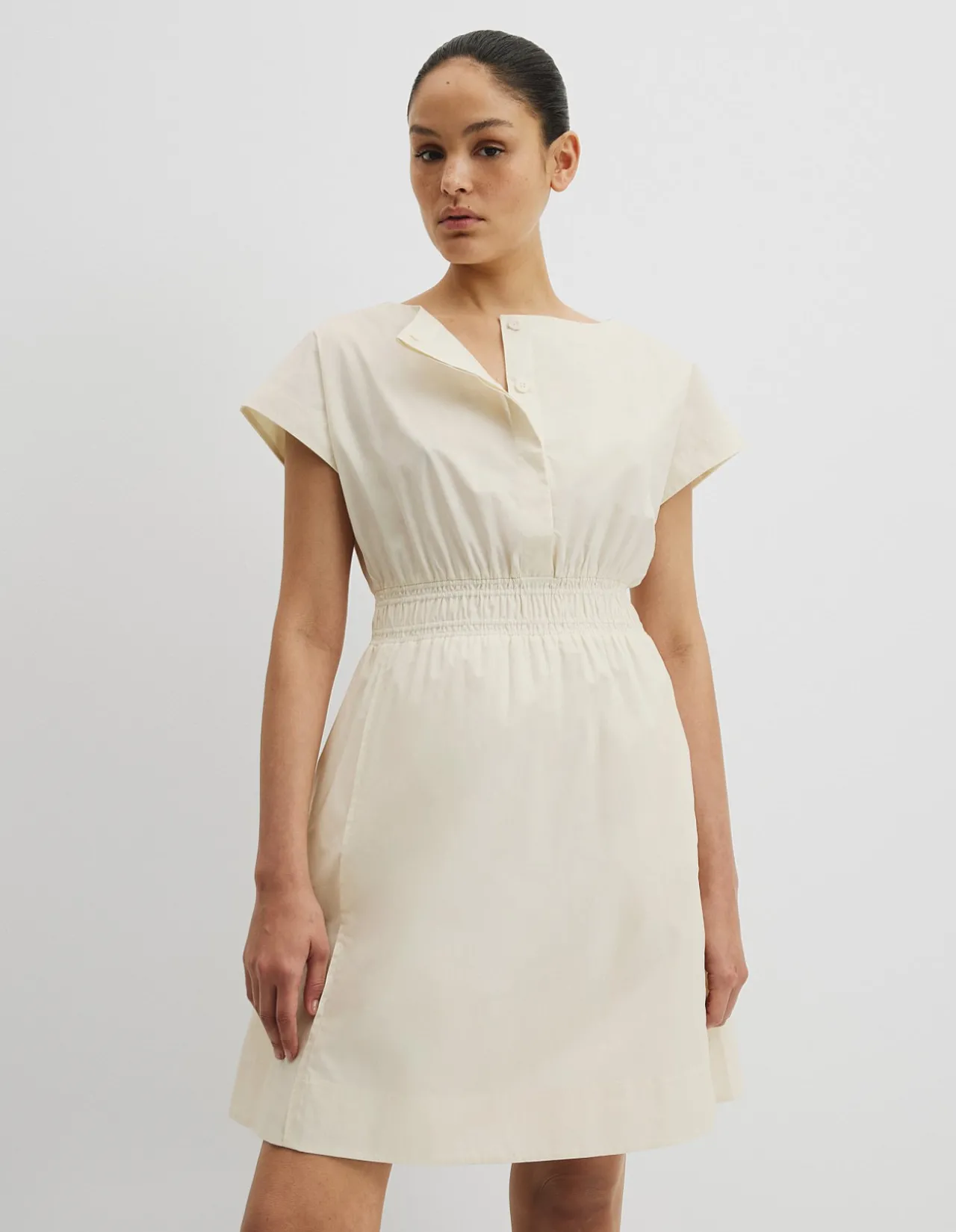 Australian Cotton Shirred Waist Mini Dress