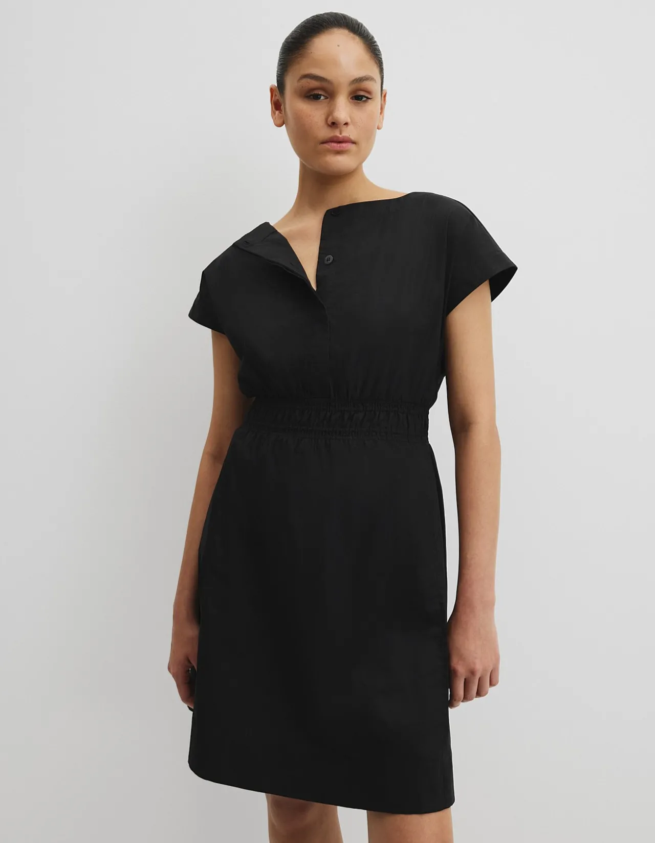 Australian Cotton Shirred Waist Mini Dress