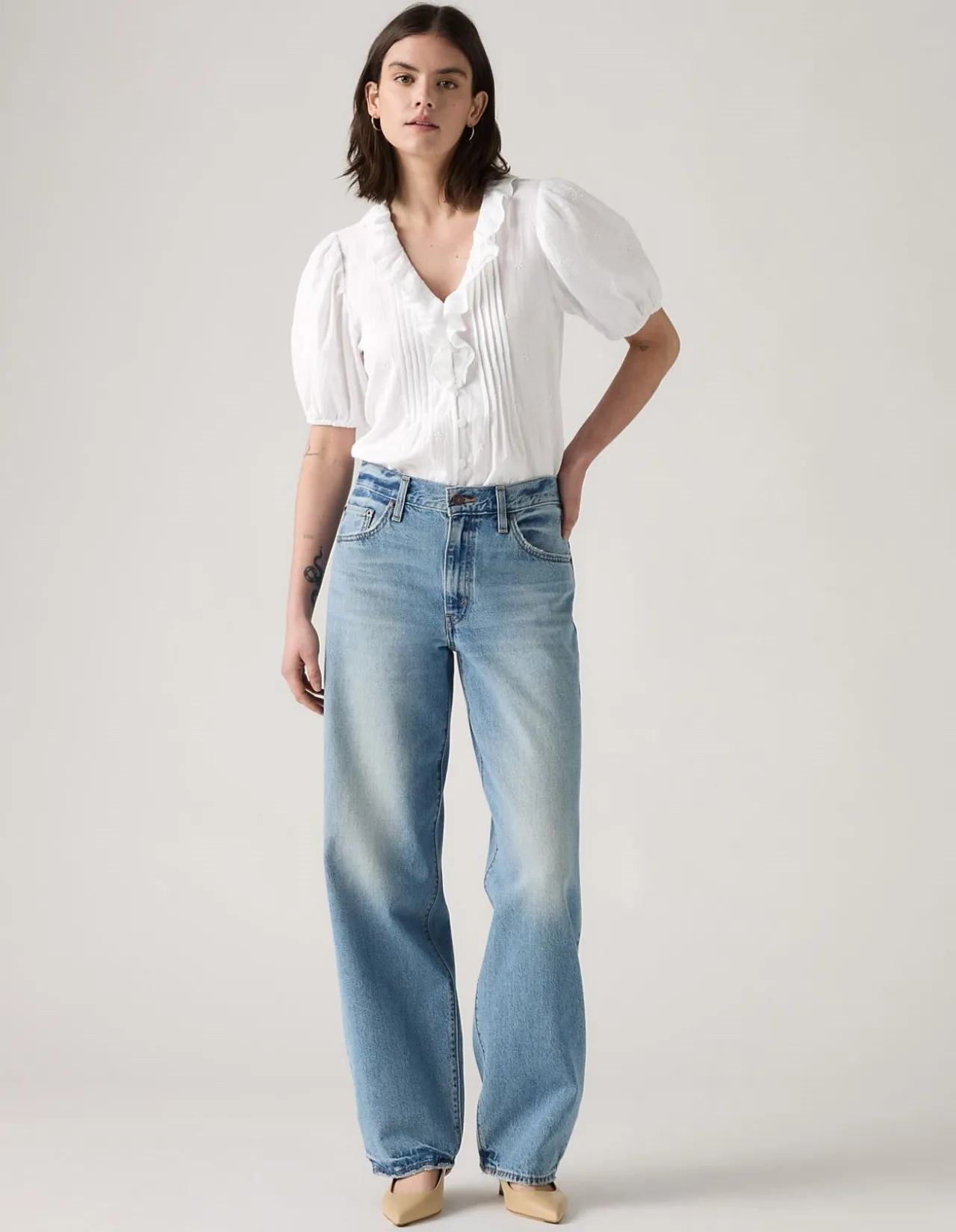 Baggy Dad Mid Rise Straight Leg Jeans