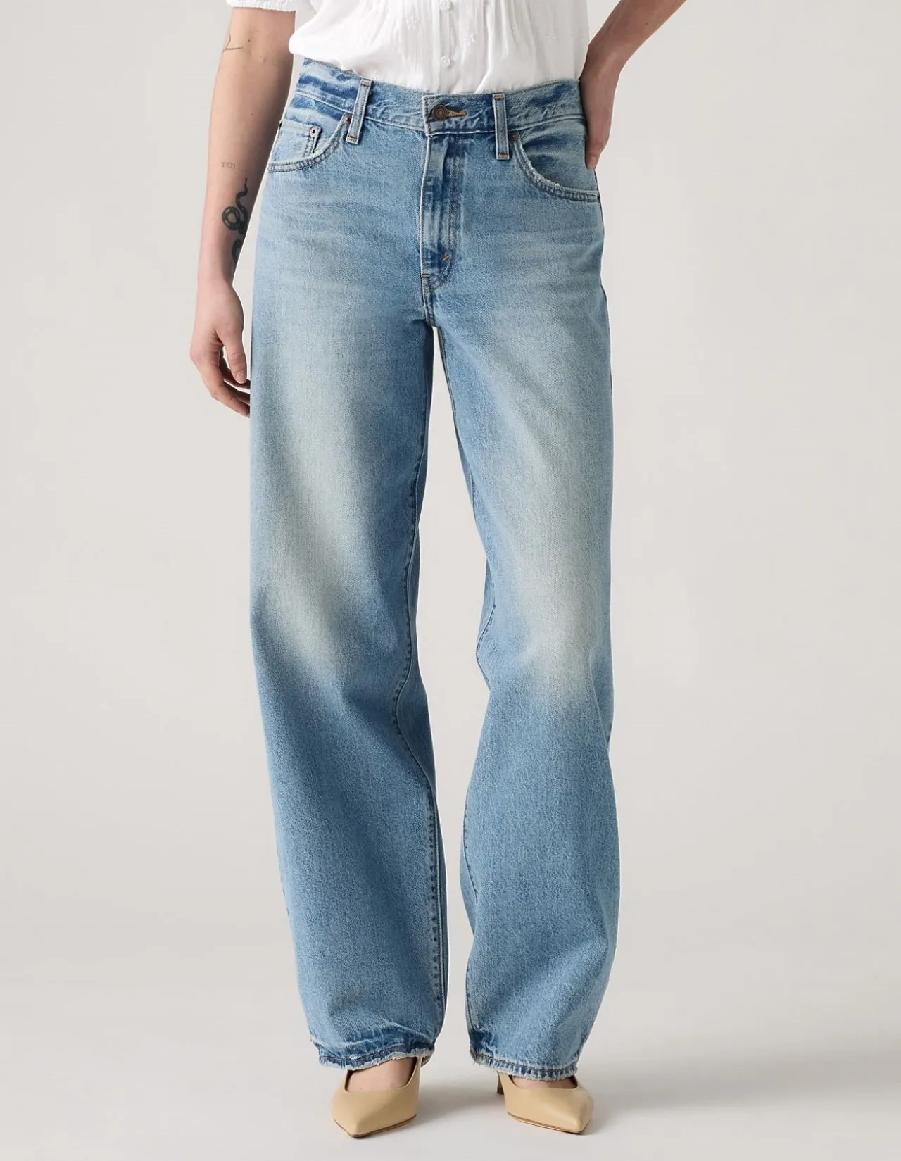 Baggy Dad Mid Rise Straight Leg Jeans