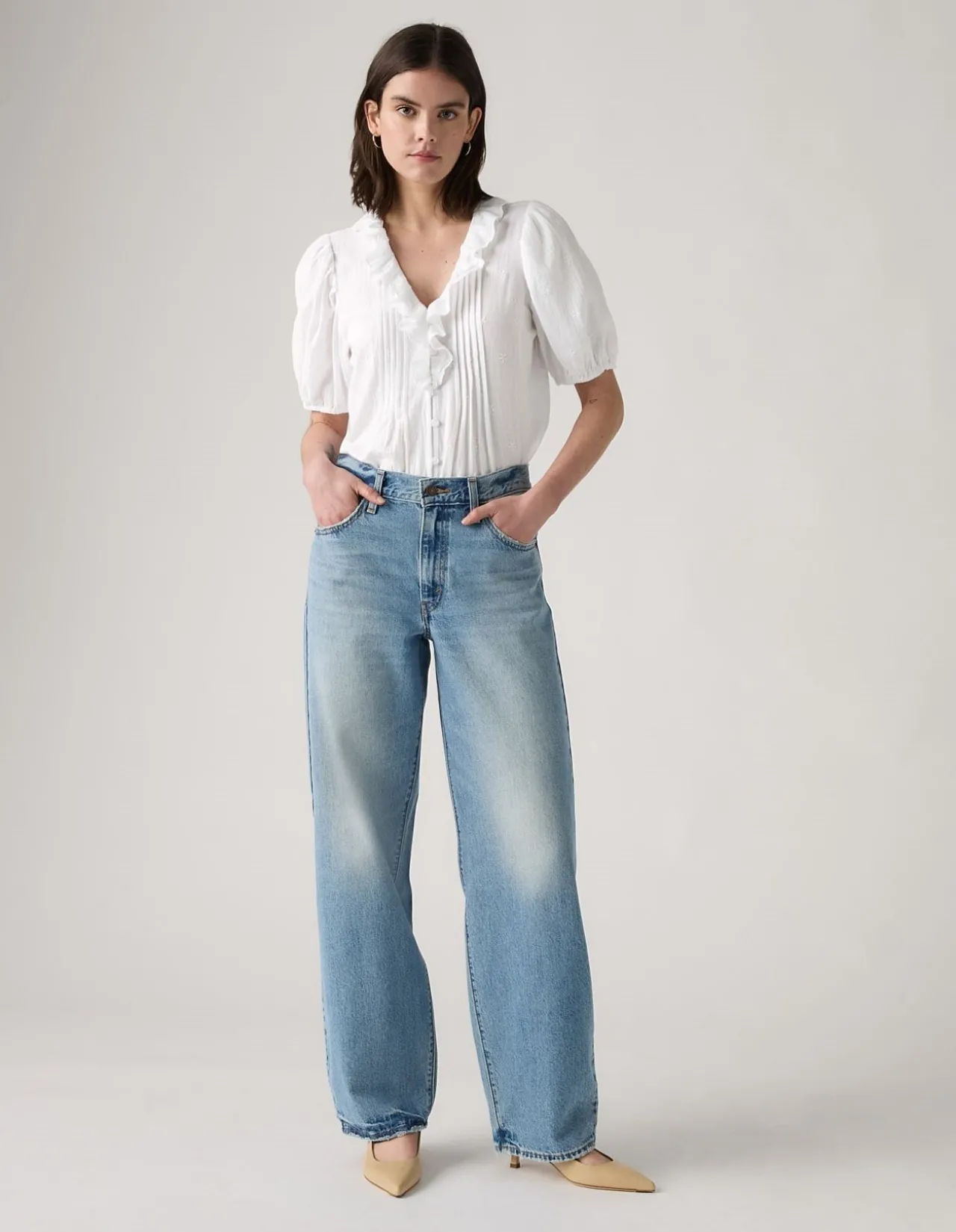 Baggy Dad Mid Rise Straight Leg Jeans