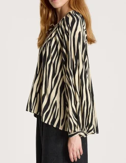 Bajau Relaxed Tie Neck Print Blouse