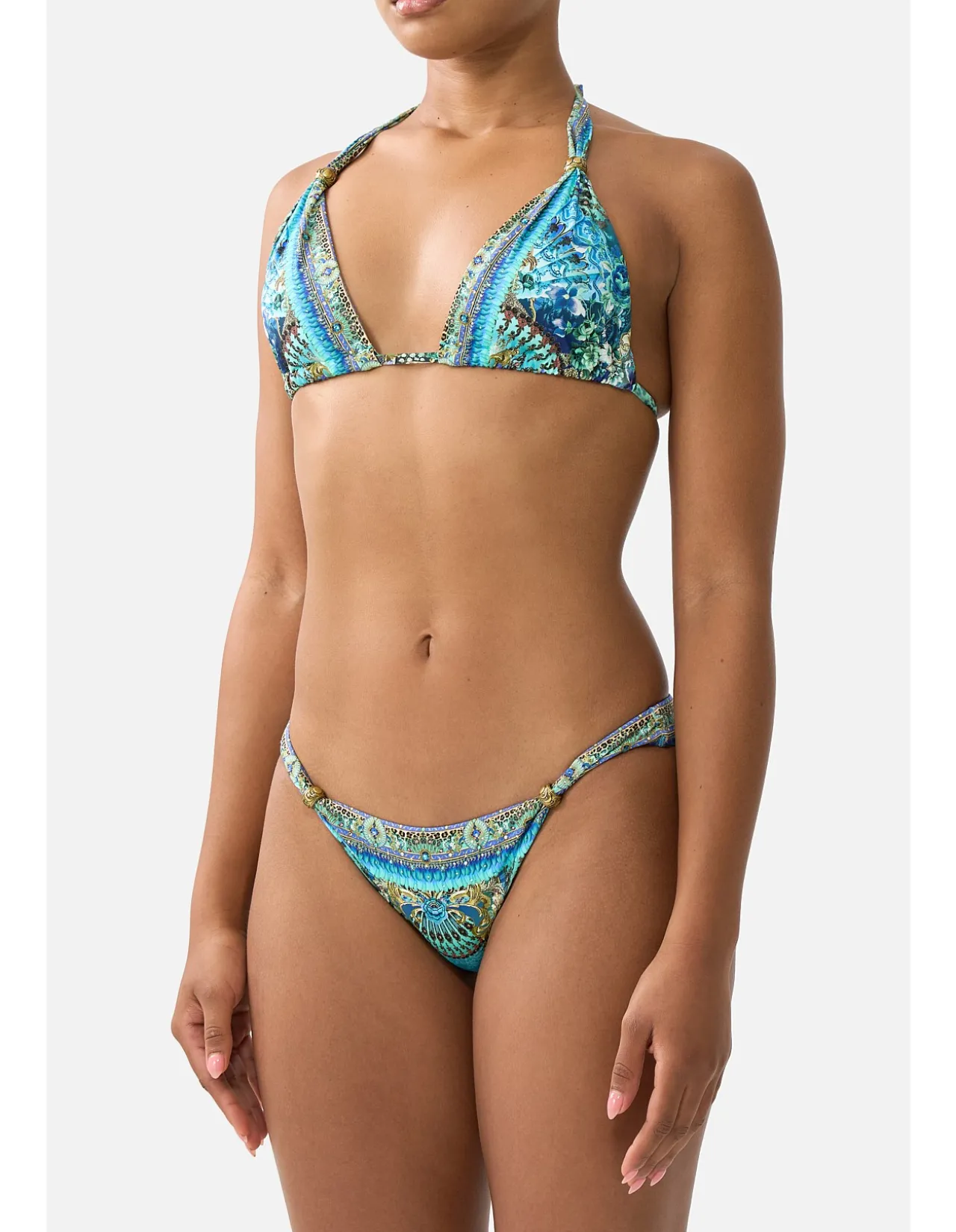 BALL TRIM TRI BIKINI SET W THICK NECK TIE