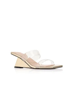 Bambi Gold Metallic Sculptural Wedge Mule