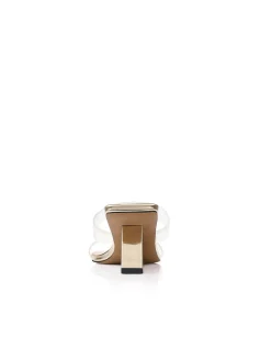 Bambi Gold Metallic Sculptural Wedge Mule