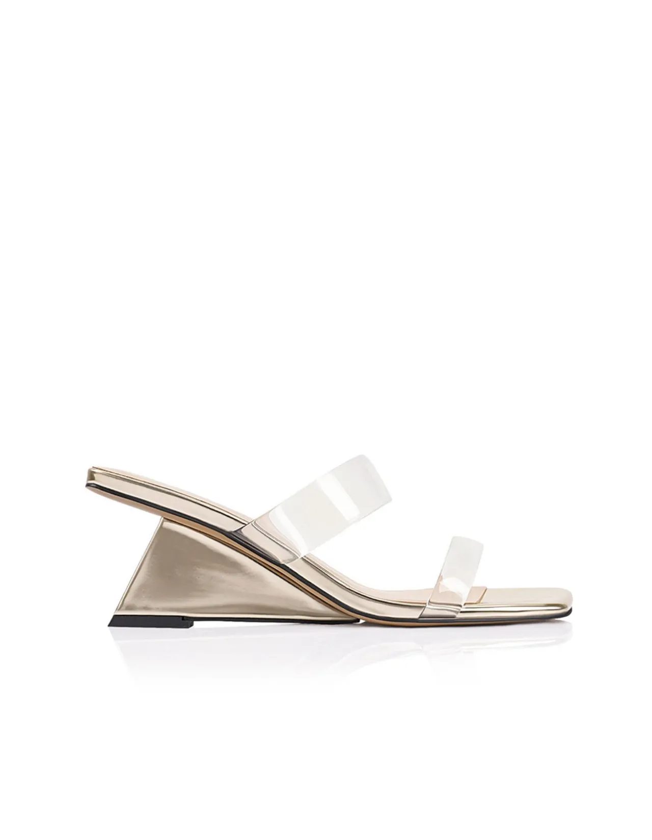 Bambi Gold Metallic Sculptural Wedge Mule