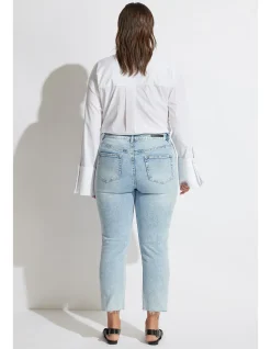 Becky High Rise Raw Hem Straight Leg Jeans
