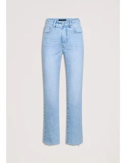 Becky High Rise Raw Hem Straight Leg Jeans
