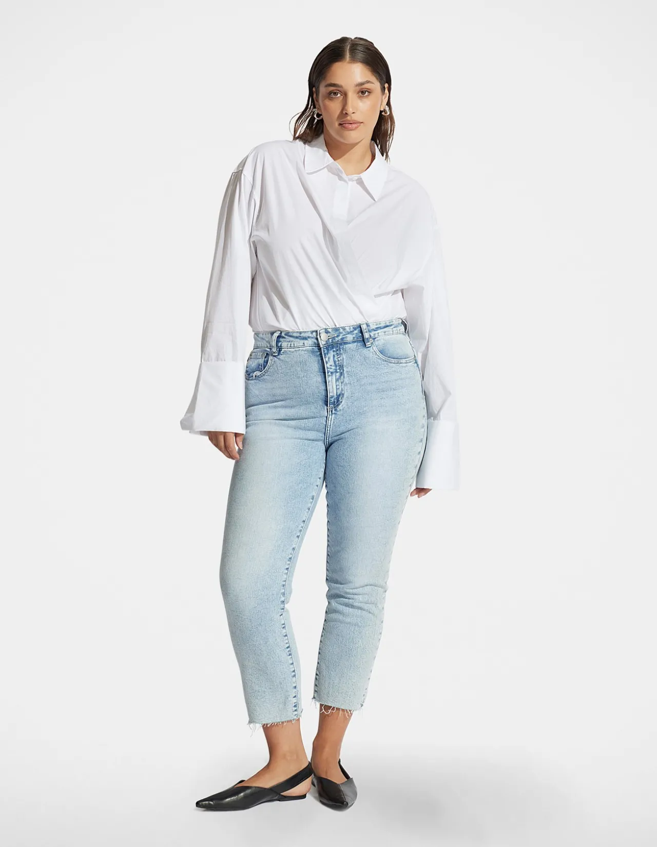 Becky High Rise Raw Hem Straight Leg Jeans