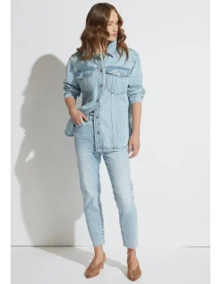 Becky High Rise Raw Hem Straight Leg Jeans