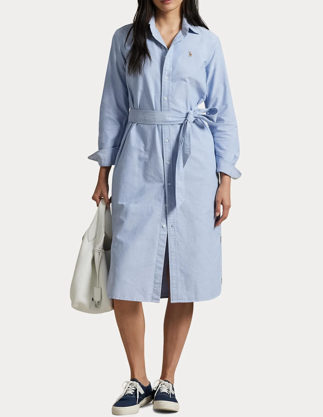BELTED COTTON OXFORD SHIRTDRESS